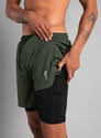 RS MEN'S PERFORMANCE SHORTS 2 IN 1 DEEP GREEN